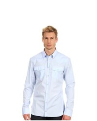 Pierre Balmain Long Sleeve Western Shirt Long Sleeve Button Up Light Blue