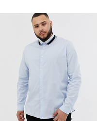 ASOS DESIGN Plus Shirt In Light Blue With Rib Detail