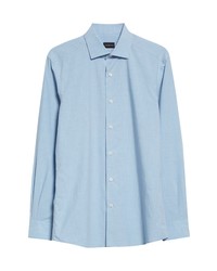 Zegna Pure Cotton Button Up Shirt In Br Blu Sld At Nordstrom