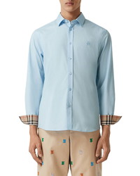 Burberry Sherwood Monogram Motif Slim Fit Stretch Poplin Button Up Shirt