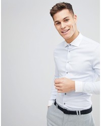 ASOS DESIGN Skinny Twill Shirt With Cutaway Collar