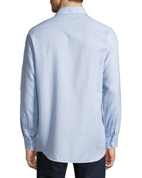 Luciano Barbera Solid Cotton Sport Shirt Blue