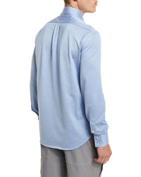 Brunello Cucinelli Solid Long Sleeve Sport Shirt Powder Blue