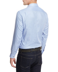 Ermenegildo Zegna Solid Woven Sport Shirt Blue