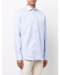 Canali Spread Collar Jacquard Shirt