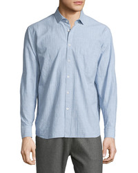 Billy Reid Textured Long Sleeve Woven Sport Shirt Light Blue