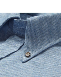 Thom Sweeney Blue Slim Fit Cotton Flannel Shirt