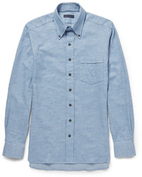 Thom Sweeney Blue Slim Fit Cotton Flannel Shirt