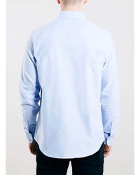 Topman Blue Oxford Long Sleeve Casual Shirt