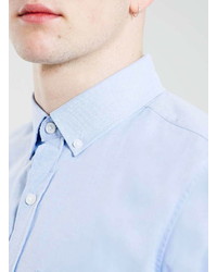 Topman Blue Oxford Long Sleeve Casual Shirt