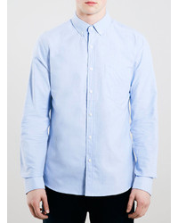Topman Blue Oxford Long Sleeve Shirt