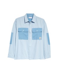 Topman Utility Button Up Shirt In Light Blue At Nordstrom