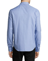 Armani Collezioni Woven Dot Sport Shirt Blue