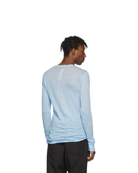 Rick Owens Blue Basic Long Sleeve T Shirt