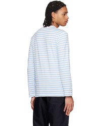 Comme Des Garcons Play Blue White Heart Long Sleeve T Shirt