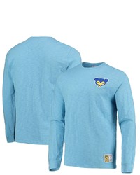 Mitchell & Ness Light Blue Chicago Cubs Cooperstown Collection Logo Slub Long Sleeve T Shirt