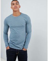 ASOS DESIGN Long Sleeve T Shirt With Crew Neck In Blue