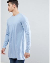 ASOS DESIGN Super Longline Long Sleeve T Shirt In Blue