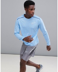 Nike Running Tailwind 10 Long Sleeve Top In Blue Marl Ar2521 403