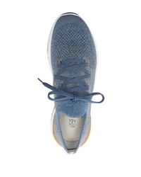 Brunello Cucinelli Mesh Panel Lace Up Sneakers