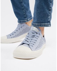 Converse Ox Plimsolls In Perforated Blue 160461c