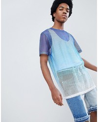 ASOS DESIGN Relaxed Longline T Shirt In Mesh With Ombre Dip Dye