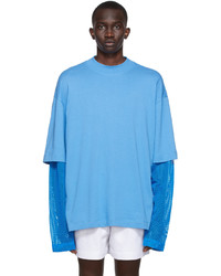 Light Blue Mesh Long Sleeve T-Shirt