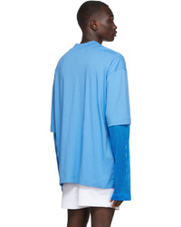 Dries Van Noten Blue Mesh Double Layer Long Sleeve T Shirt