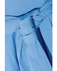 Michael Kors Michl Kors Collection Cotton Blend Poplin Wrap Midi Dress Blue