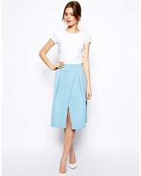 Asos Midi Skirt With Crossover Front In Scuba