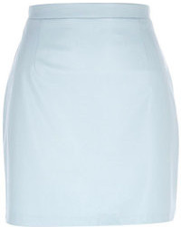 River Island Light Blue Leather Look Mini Skirt