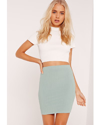 Missguided Ribbed Mini Skirt Blue