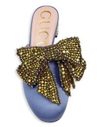 Gucci Candy Bow Detail Satin Block Heel Mules