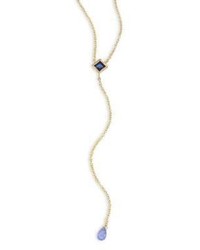 Ila Ariel Blue Sapphire 14k Yellow Gold Lariat Necklace