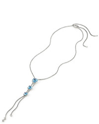 David Yurman Chtelaine Faceted 18k Gold Blue Topaz Lariat Necklace With Diamonds