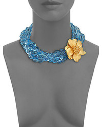 Kenneth Jay Lane Flower Beaded Multi Strand Necklace