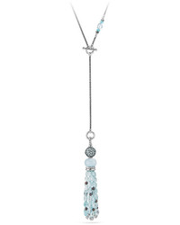 David Yurman Mustique Milky Aquamarine Sky Blue Topaz Tassel Necklace