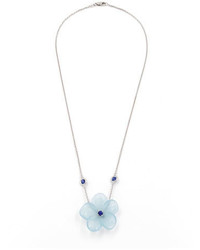 Rina Limor Fine Jewelry Rina Limor Hand Carved Aquamarine Flower Necklace With Sapphires