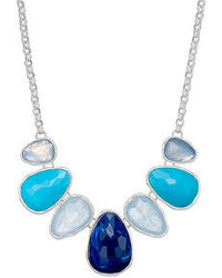 Charter Club Silver Tone Blue Stone Frontal Necklace