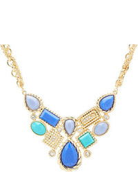 Sparkling Sage Jeweled Center Stone Bib Necklace