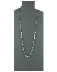 Chan Luu Sterling Silver 38 Necklace W Multi Semi Precious Stones Necklace