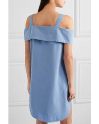 Clu Tie Front Cotton Mini Dress Light Blue