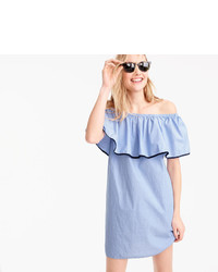 J.Crew Tipped Off The Shoulder Dress In End On End Cotton