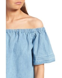 AG Jeans Ag Sylvia Cotton Chambray Off The Shoulder Top