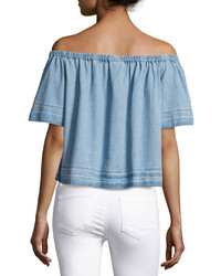 AG Jeans Ag Sylvia Off The Shoulder Chambray Top Blue