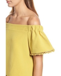 Willow & Clay Pompom Off The Shoulder Top