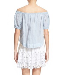 See by Chloe See By Chlo Stripe Cotton Voile Off The Shoulder Top
