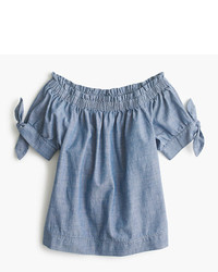 J.Crew Tall Off The Shoulder Top In Chambray