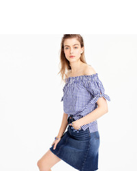 J.Crew Tall Off The Shoulder Top In Gingham