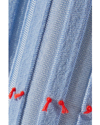 Altuzarra Tatum Off The Shoulder Fil Coup Ribbed Knit Top Light Blue